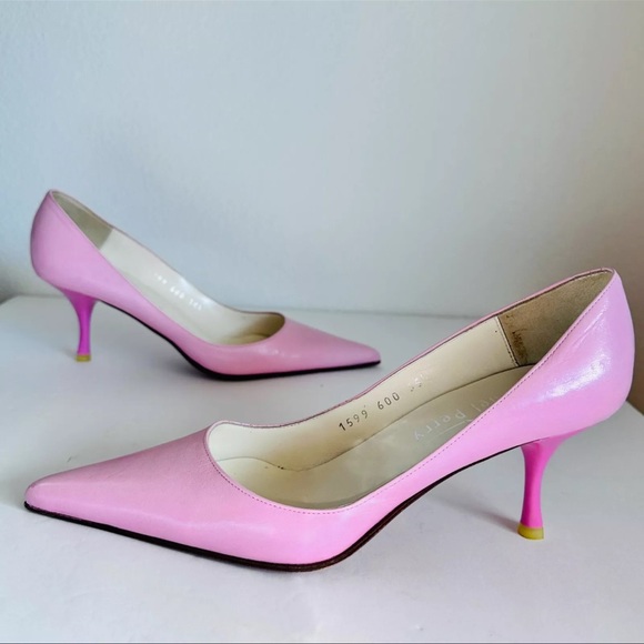NWOB Michel Perry Pink Pointed Pumps Leather Italy 35.5 US5.5 Vintage Y2K - Picture 4 of 9